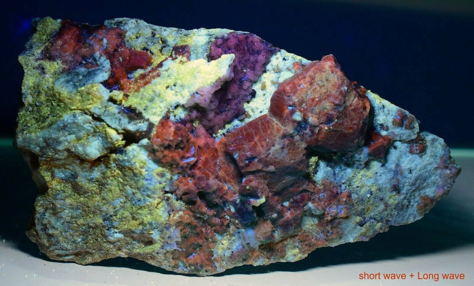 2157 GRAM Fluorescent Green Sodalite Crystal With Scapolite And Mica On Matrix
