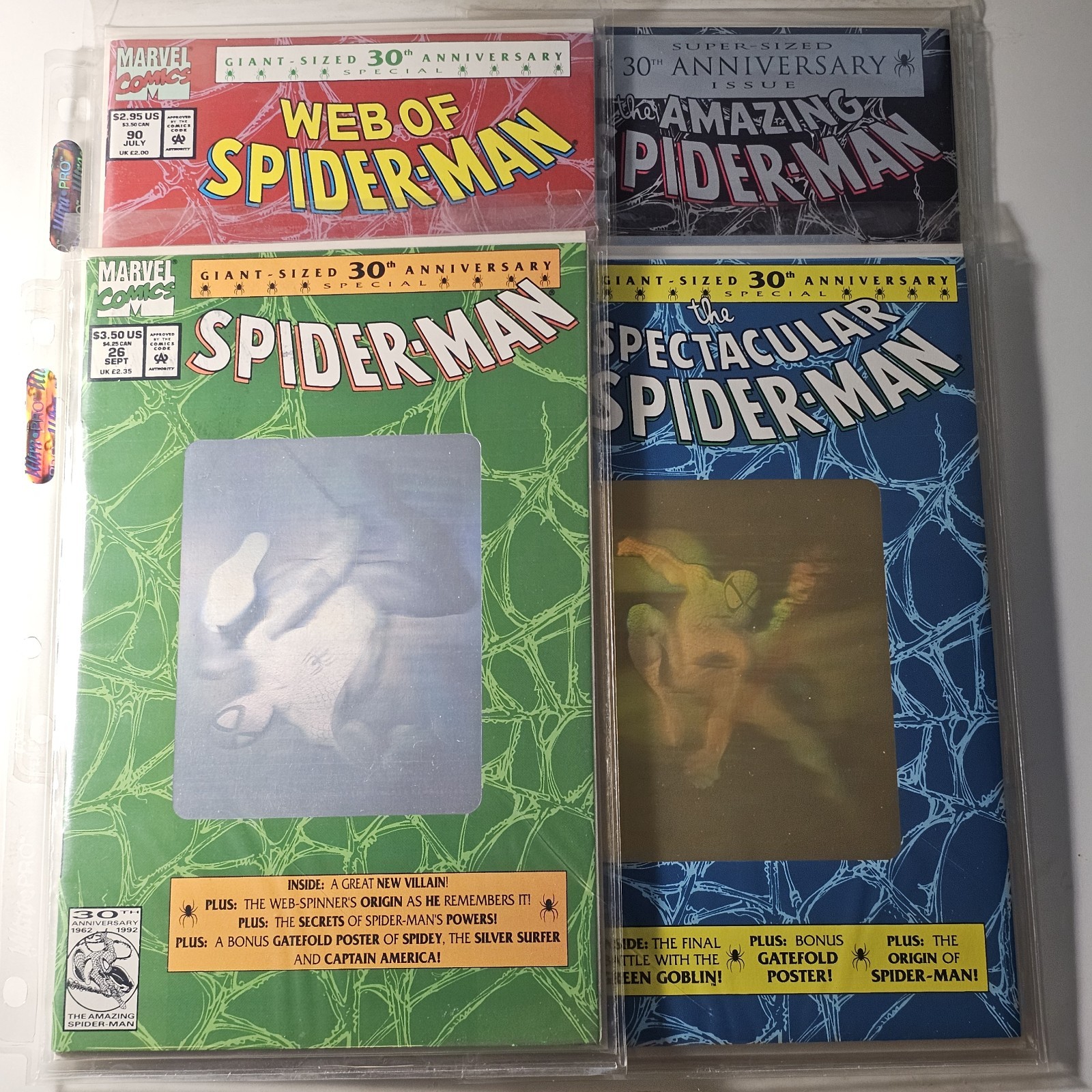 Super/Giant Sized 30th Anniversary Spider-Man, Lot of 4, 1992 Marvel Comics Super/Giant Sized 30th Anniversary Spider-Man, Lot of 4, 1992 Marvel Comics