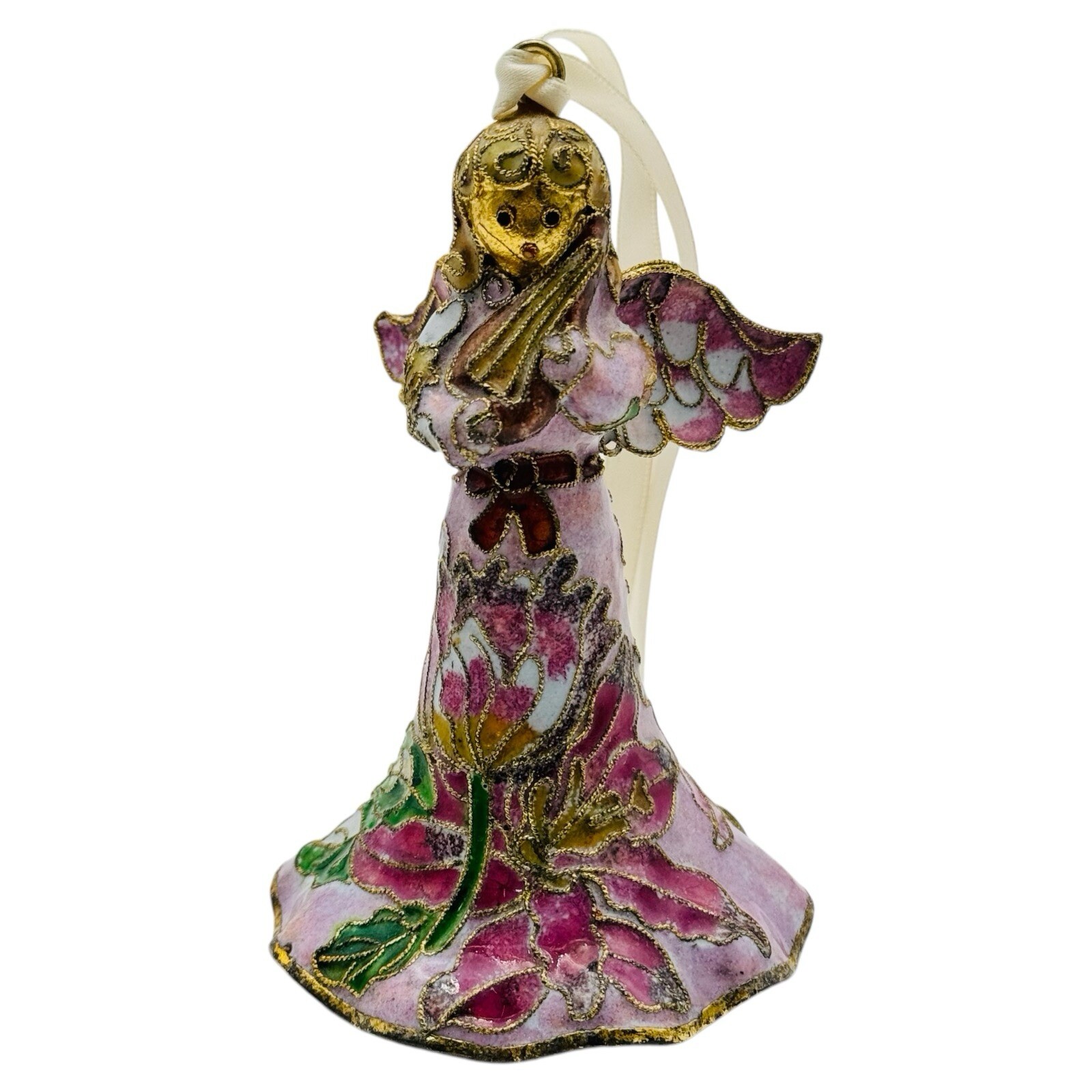 Alsan Victorian Enamelling Enamel Gold Gilt Angel Christmas Ornament