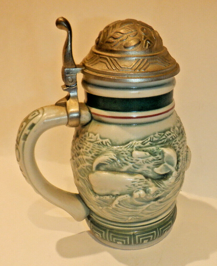 1992 Endangered Species Sperm Whale Lidded Small Stein Avon Made in Brazil 1992 Endangered Species Sperm Whale Lidded Small Stein Avon Made in Brazil