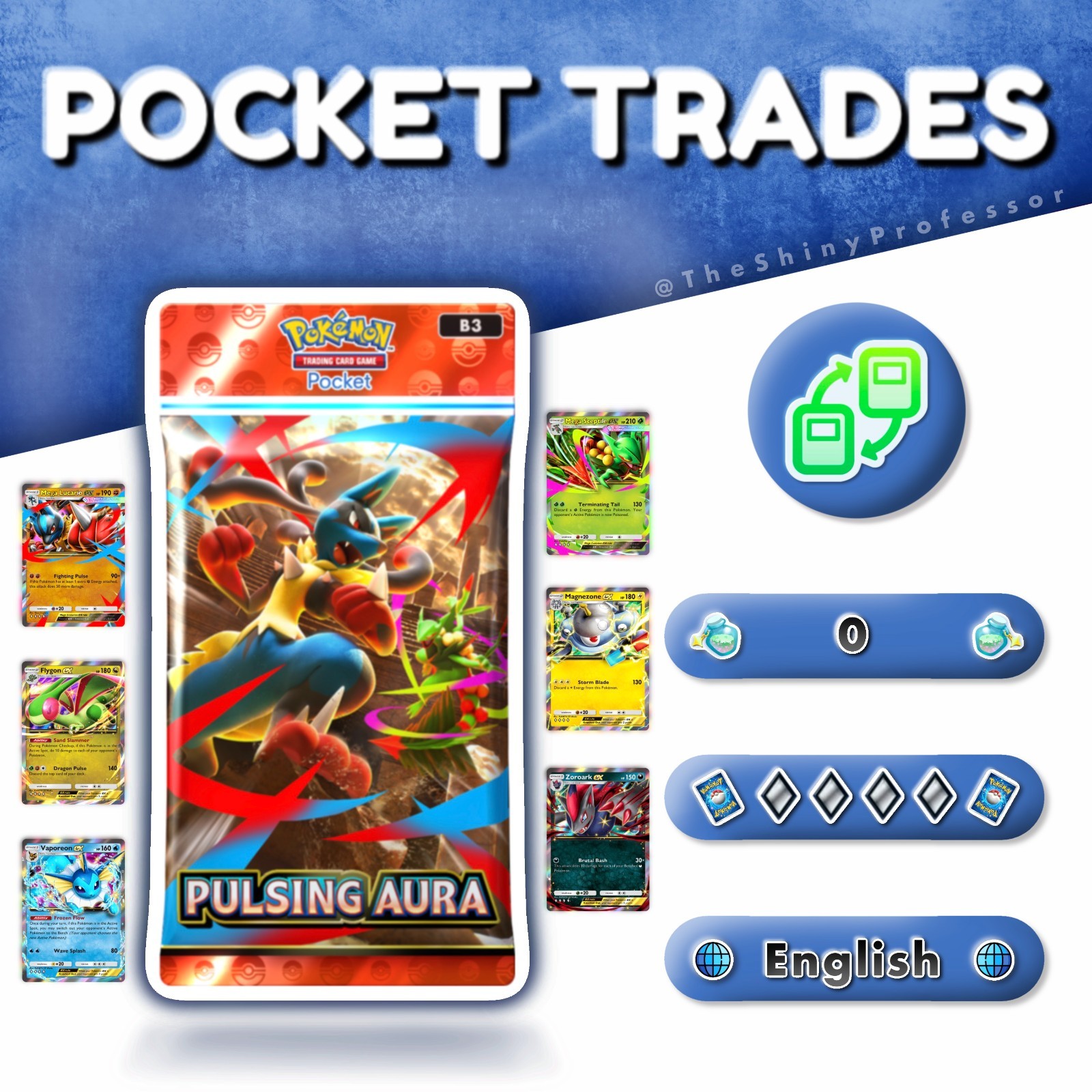 Pokémon TCG Pocket | Pulsing Aura | Any Four Diamond Card | Digital Trade