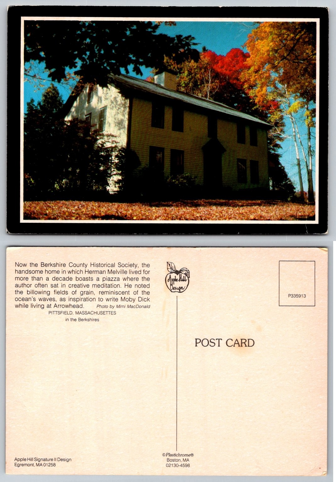 Herman Melville\'s Arrowhead Home Pittsfield MA Plastichrome Postcard Autumn Herman Melville\'s Arrowhead Home Pittsfield MA Plastichrome Postcard Autumn