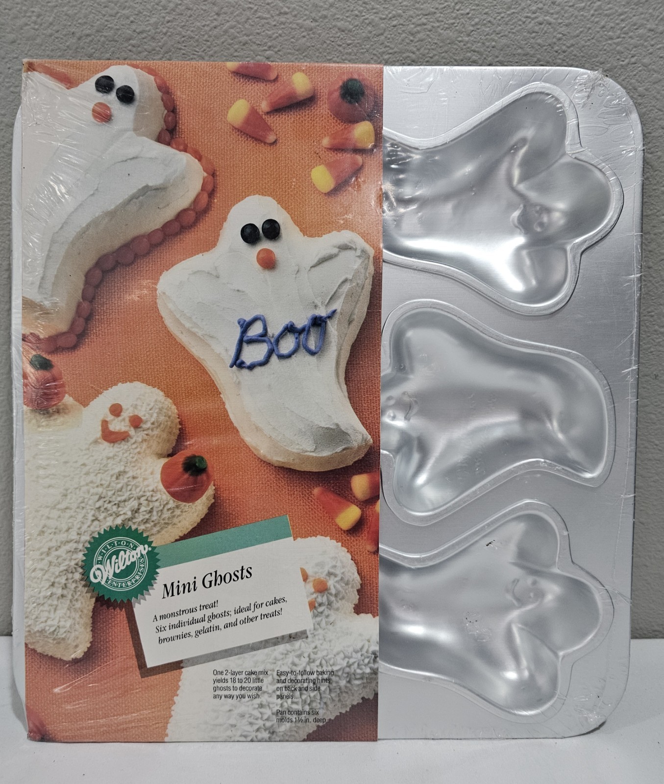 Vntg. 1991 Wilton Mini Ghosts Baking Pan Halloween Cake/Brownies NOS