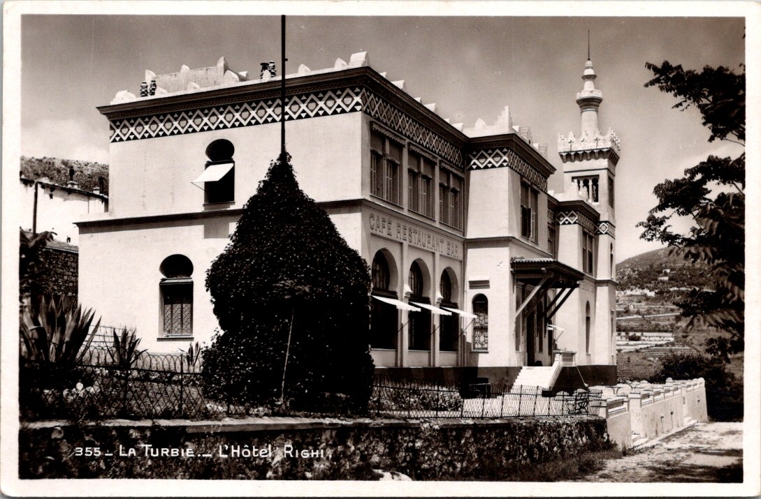 Vintage La Turbie Hotel Righi Architecture France RPPC Postcard
