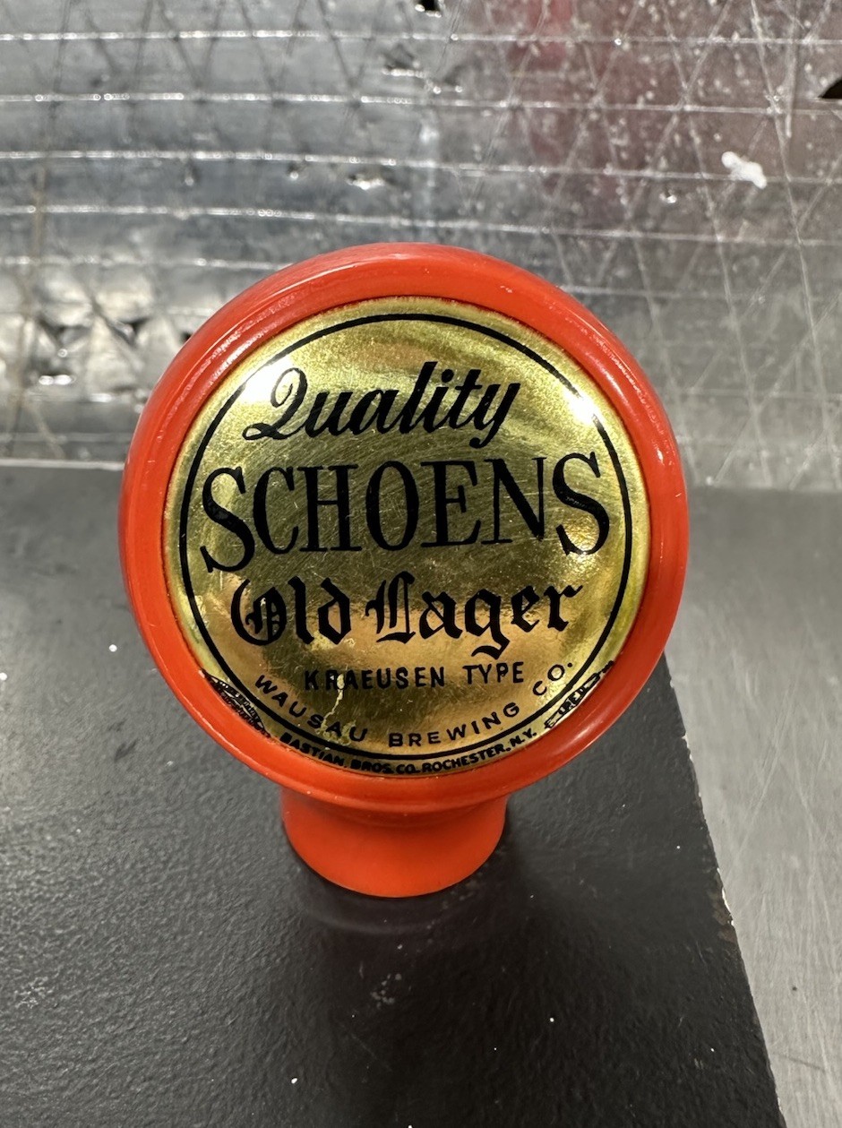 Vintage Quality Schoen\'s Old Lager Beer Tap Handle Ball Knob Wausau WI