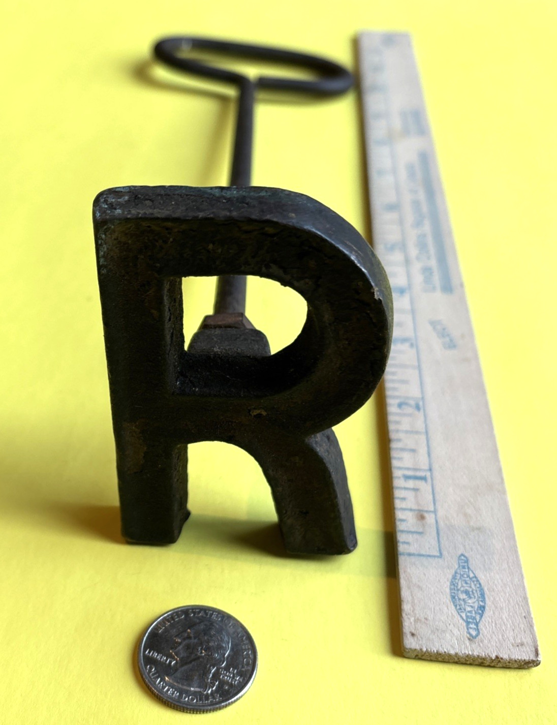 Vintage Small Branding Iron Letter R, Fully Usable.