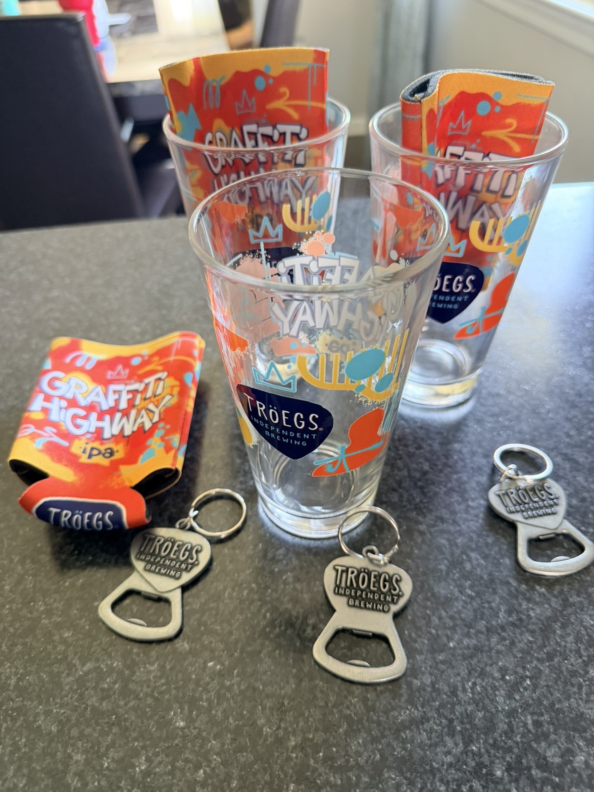 Troegs Graffiti Highway IPA set of 3 pint glasses and more……