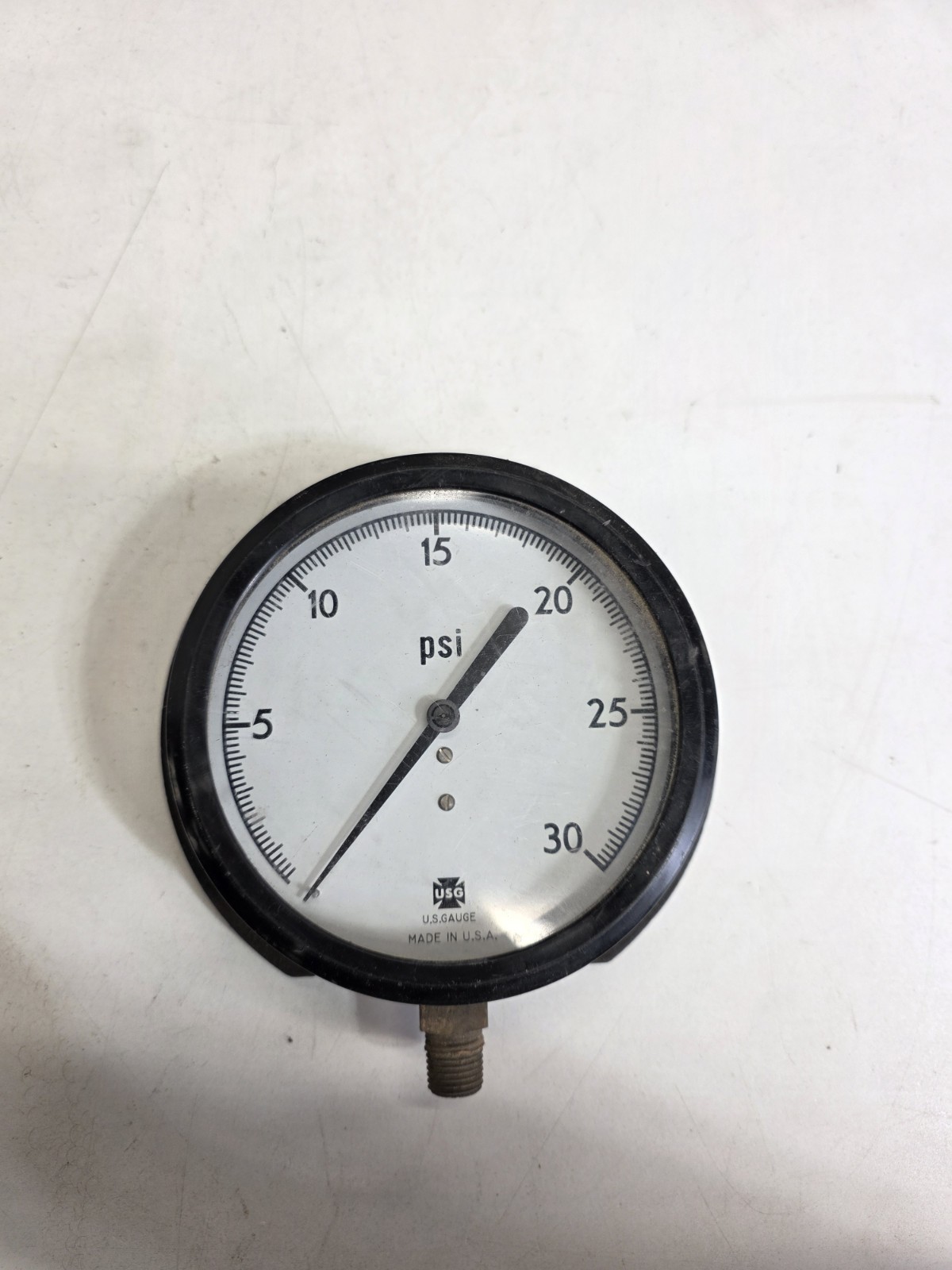 Vintage Pressure Gauge 0-30 psi Usa Made With Flange