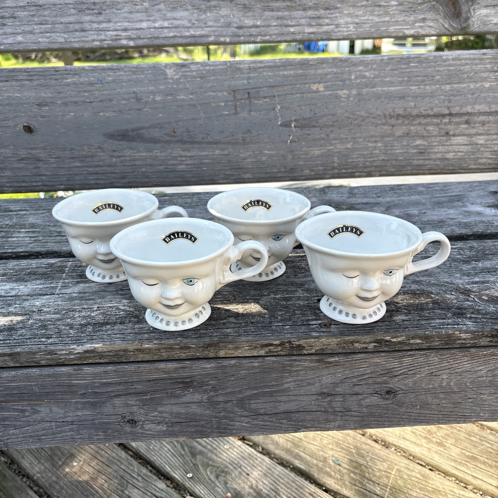 4 RARE Bailey’s Irish Cream Winking Girl Face Coffee/Tea Cups Los Angeles Youth