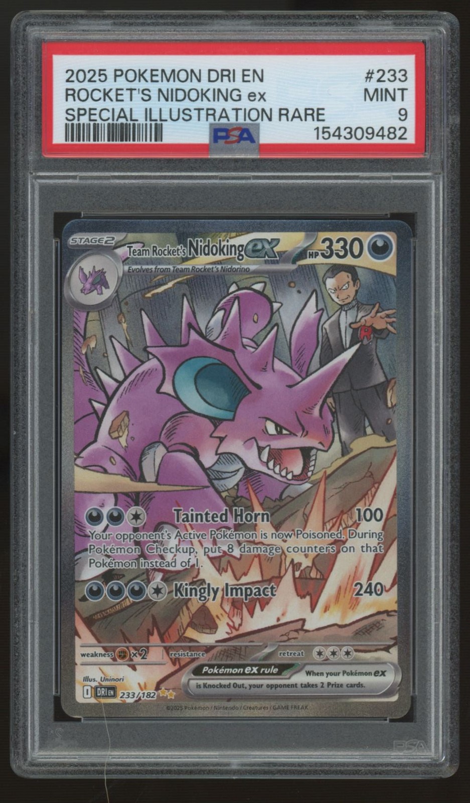 2025 Pokemon Team Rocket\'s Nidoking ex Destined Rivals SIR #233 PSA 9