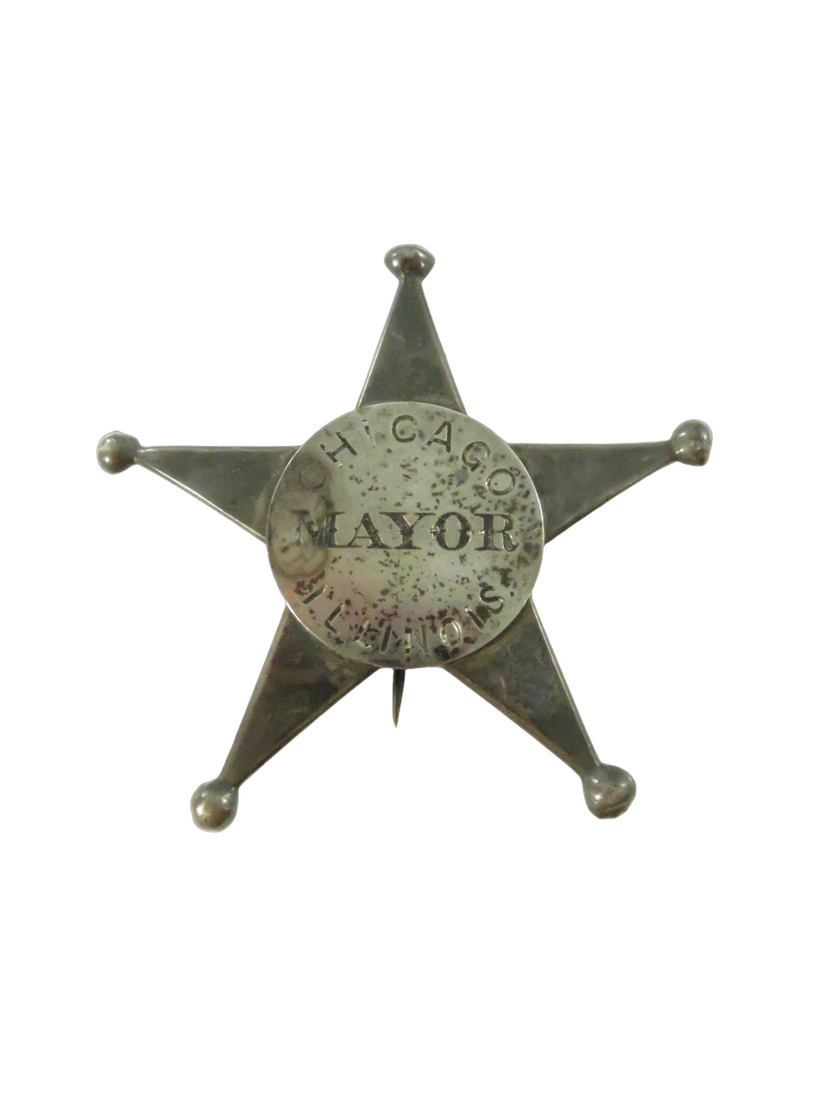 Antique c1890 Chicago Mayor Obsolete 5-Point Star Badge Historic 3\