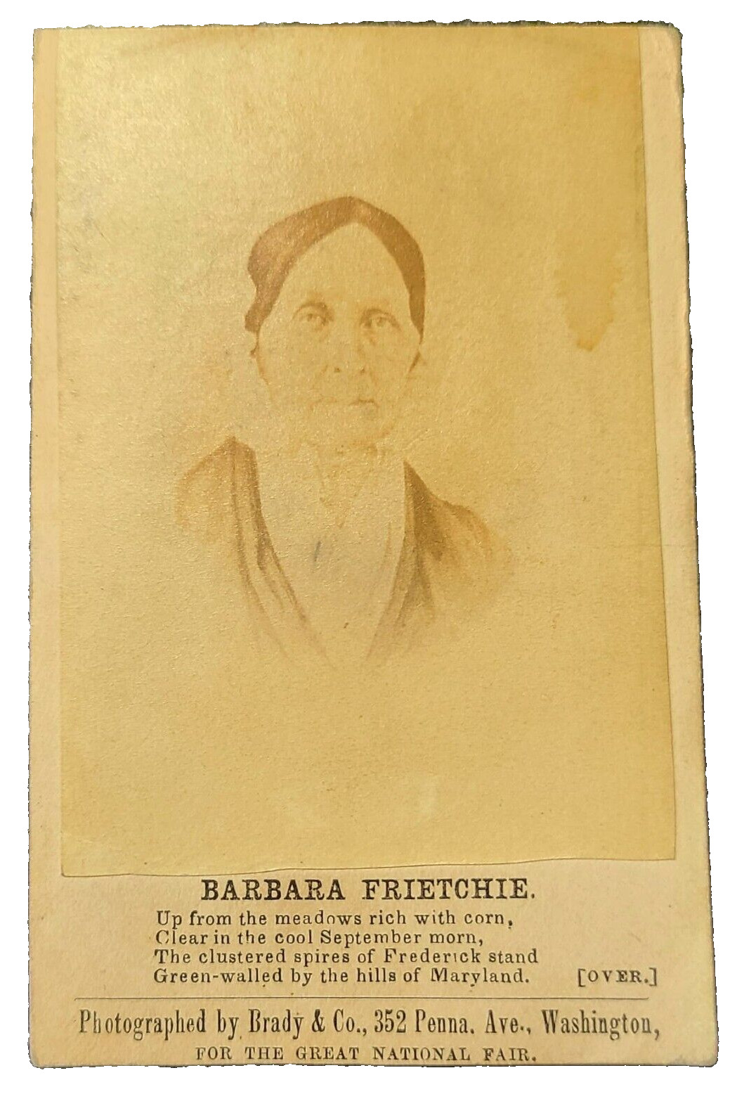 Civil War 1864 Carte-De-Visite Photo Barbara Frietchie Fritchie by Matthew Brady