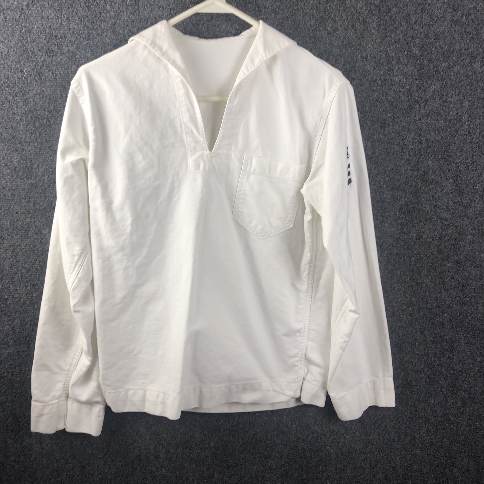 Vintage 1960s USN Navy White Cotton Sailor Top Vietnam Era Stenciled Uniform