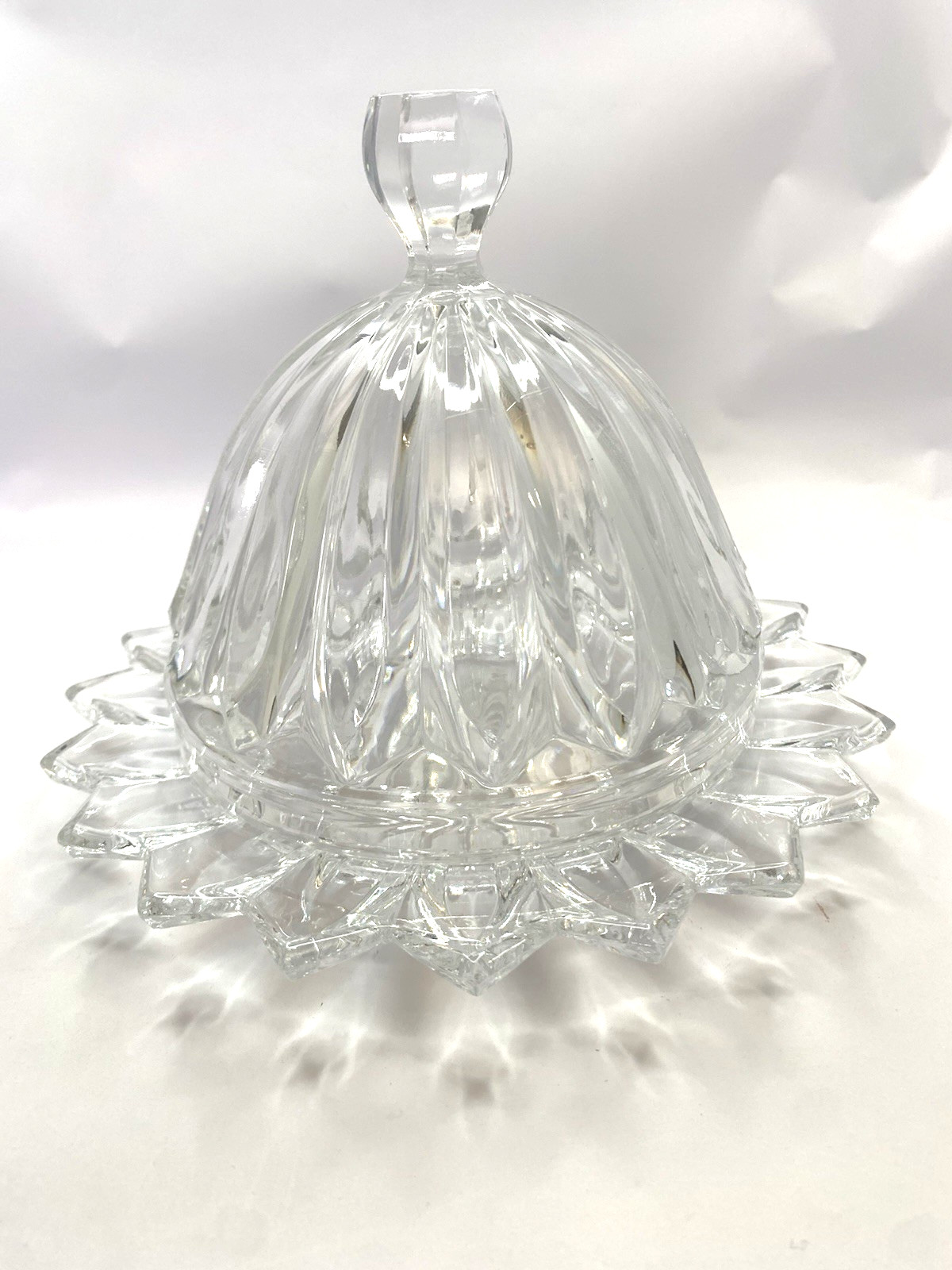 Butter Cheese Dish Lid EAPG Fostoria Glass Round  Colonial Prism Clear 1918