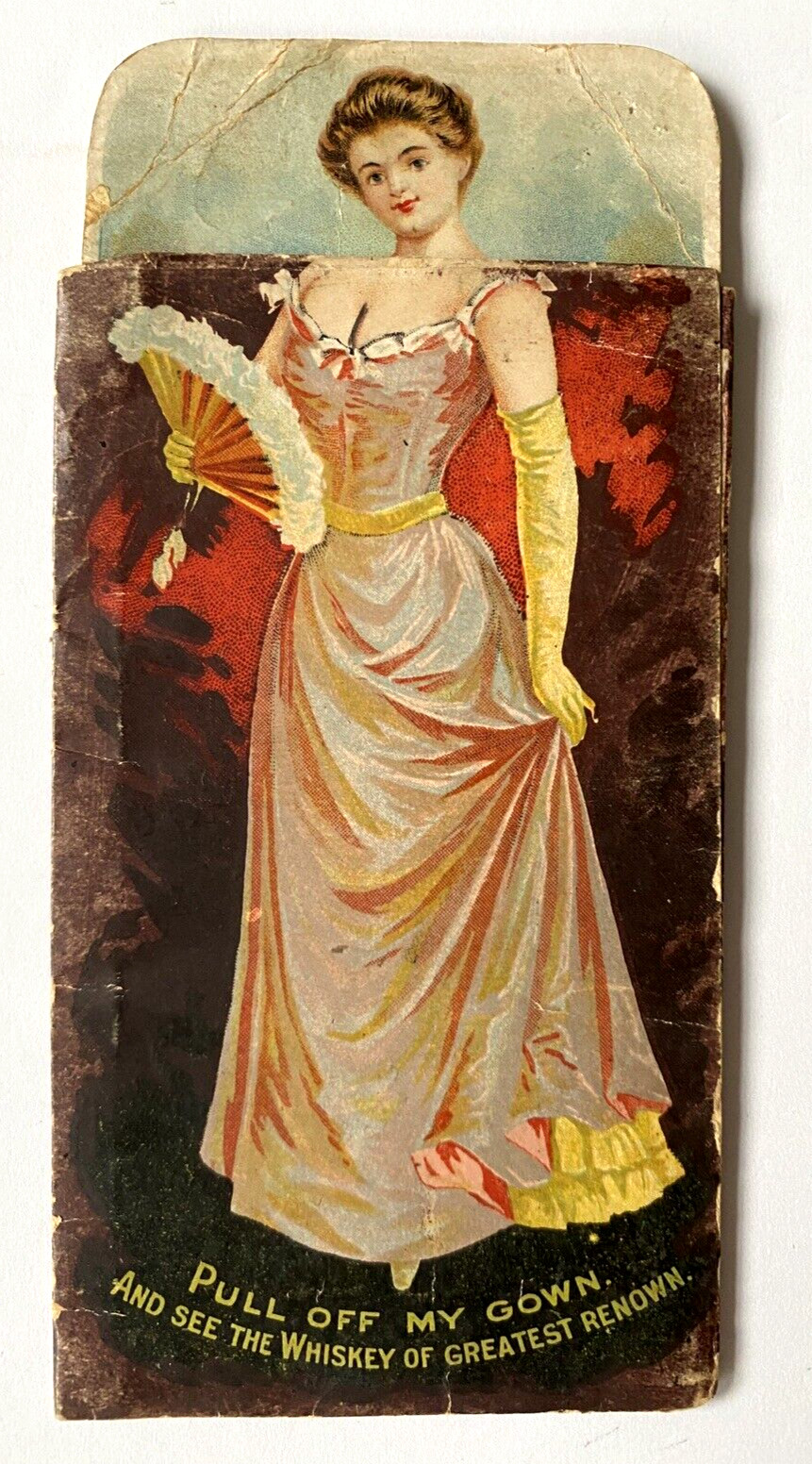 1900 HARPER WHISKEY LIQUOR RISQUE MECHANICAL TRADE CARD