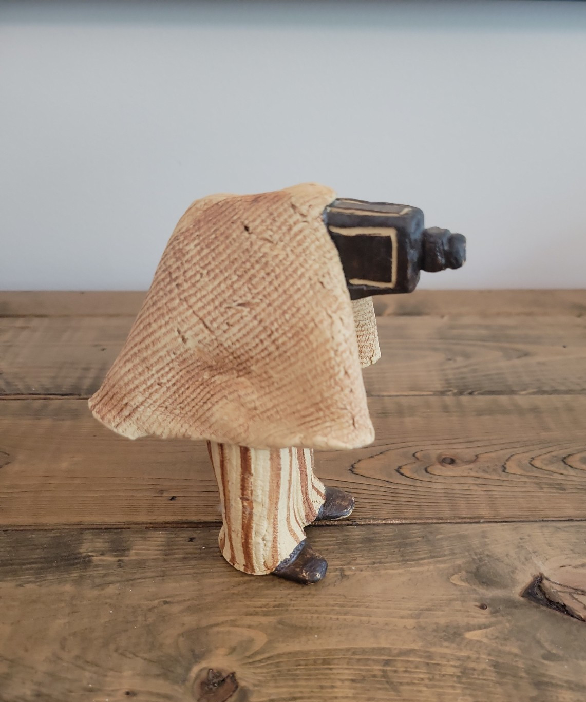 Vintage OOK Hand Crafted Pottery Photographer Figurine Folk art
