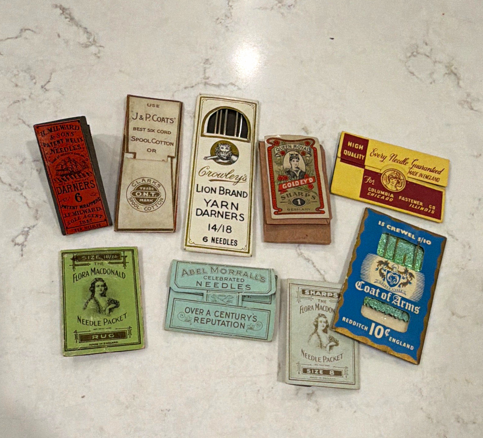 Vintage Sewing Needle Packets Lot of 9 - Redditch England Advertising Ephemera