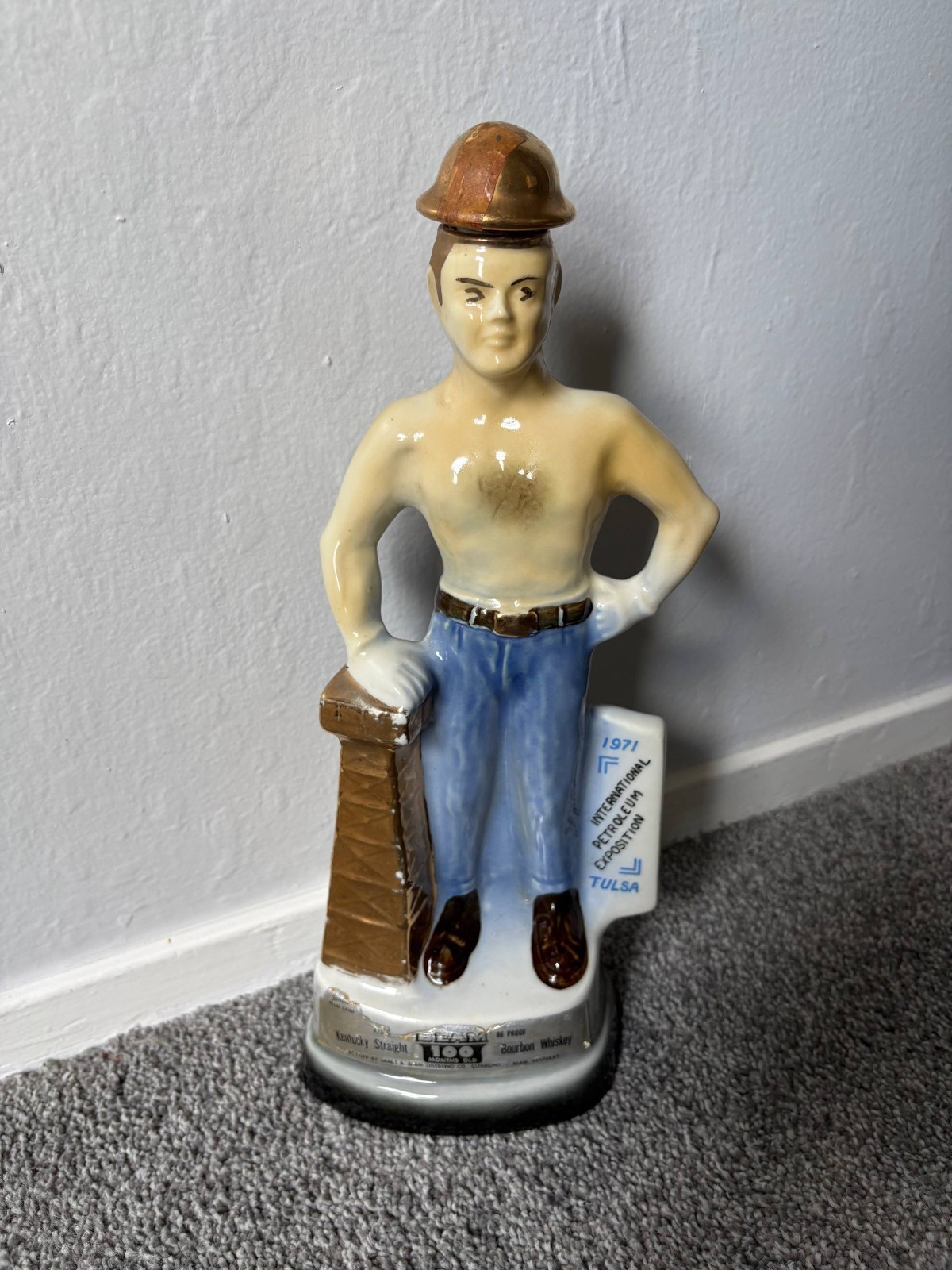 Vintage 1971 Jim Beam Decanter Tulsa International Petroleum Exposition Oil Man