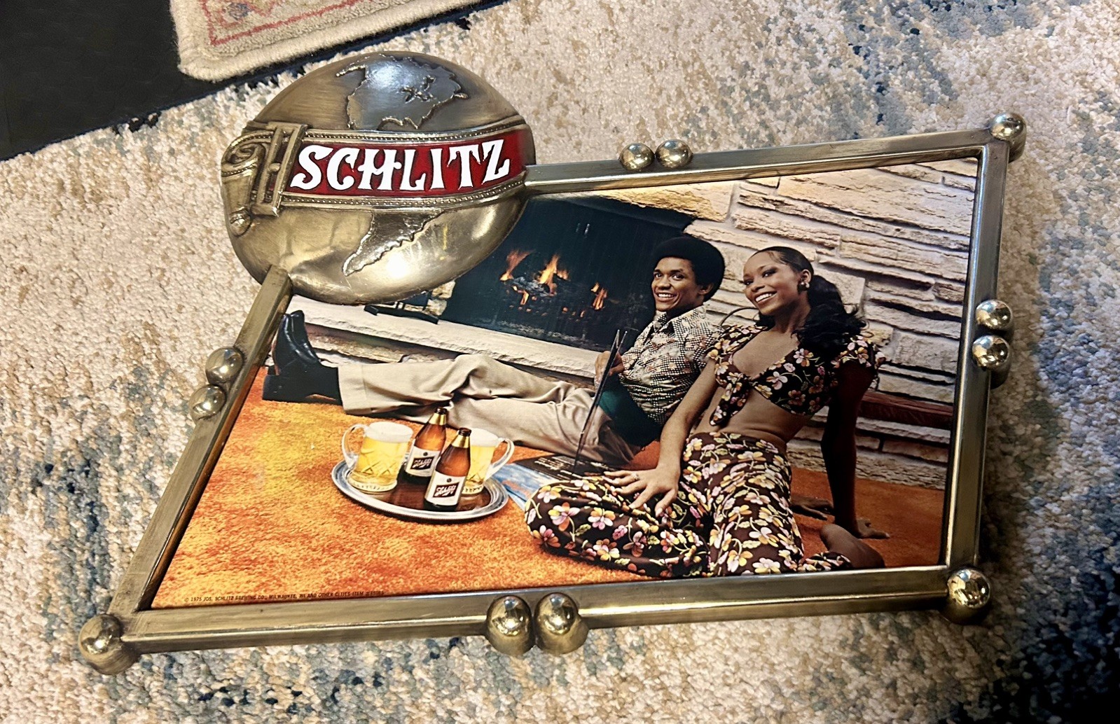 1975 Vintage Schlitz Beer 3-D Globe Advertisement Sign