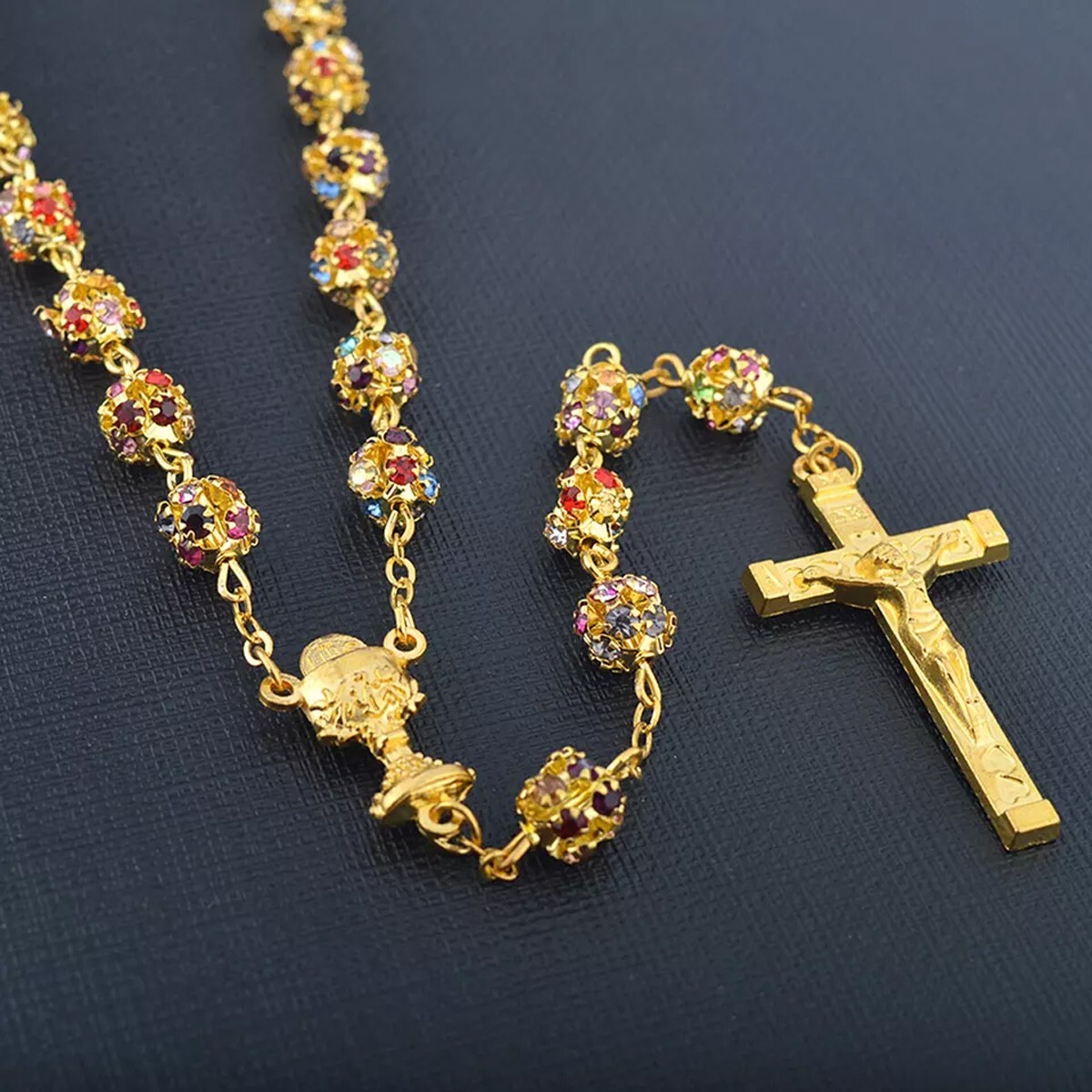Catholic Town Rhinestone rosary with Chalice center piece ( CTRCHCDB-G ) Catholic Town Rhinestone rosary with Chalice center piece ( CTRCHCDB-G )