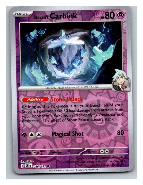 Steven\'s Carbink Common SV10: Destined Rivals 086/182 NM Reverse Holo