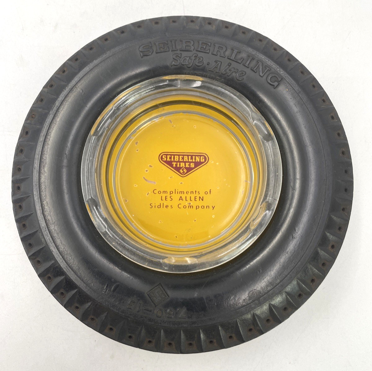 Vintage Antique Tire Advertising Ashtray Seiberling Tires Nebraska