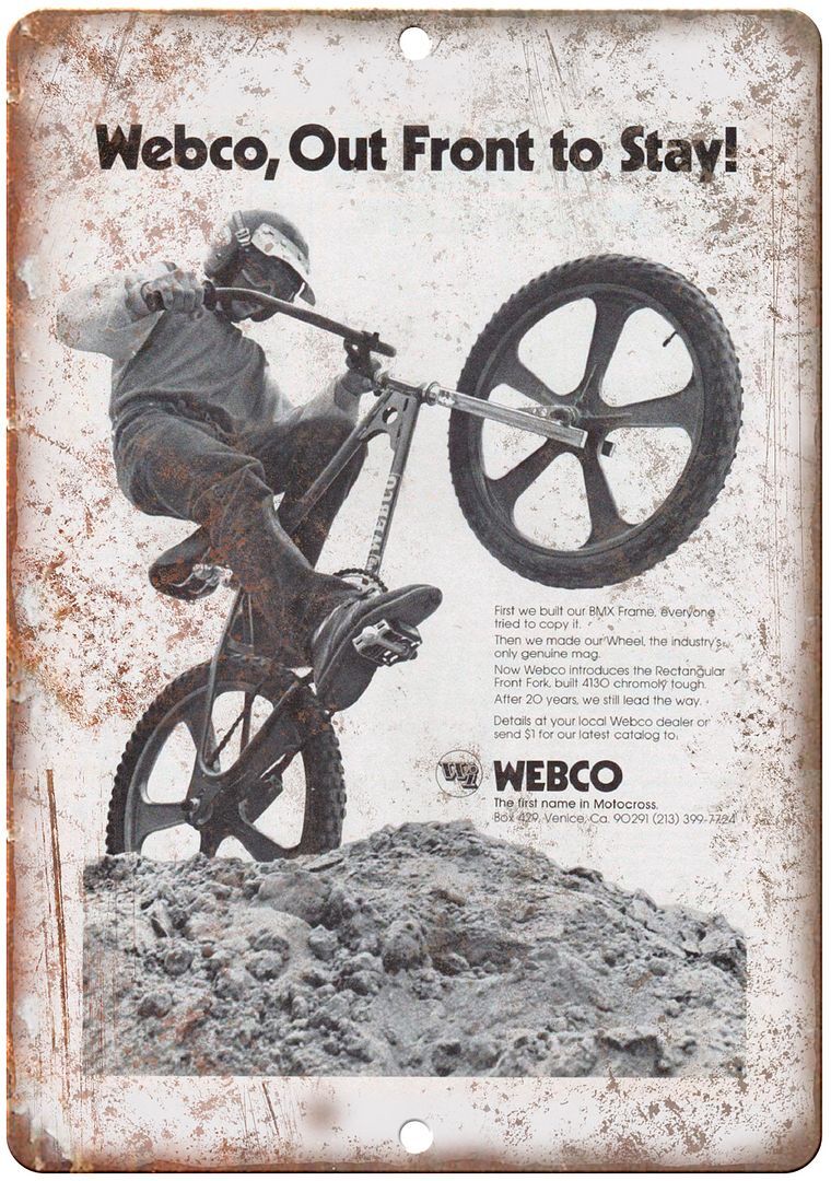 Webco BMX Motocross Racing Vintage Ad Reproduction Metal Sign B495