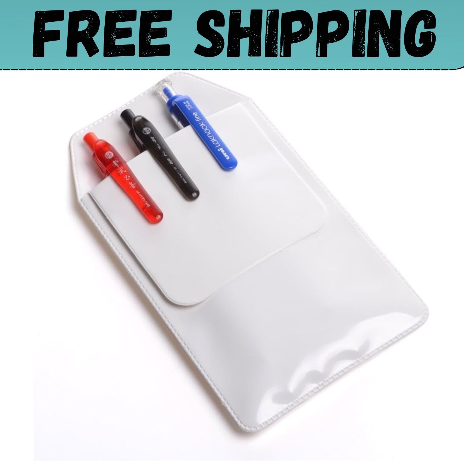 5 PCS White Pocket Protector for Pen Leaks - Heavy Duty Pen Holder Pouch