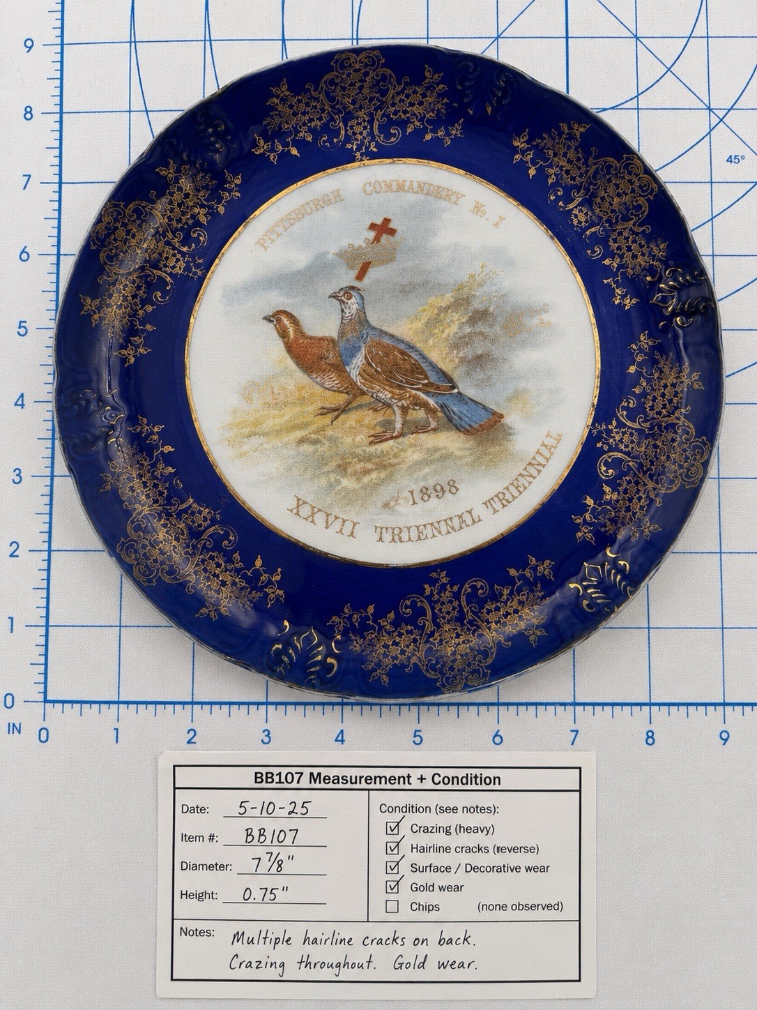 Antique 1898 Knights Templar Pittsburgh XXVII Triennial Plates Pair KTK