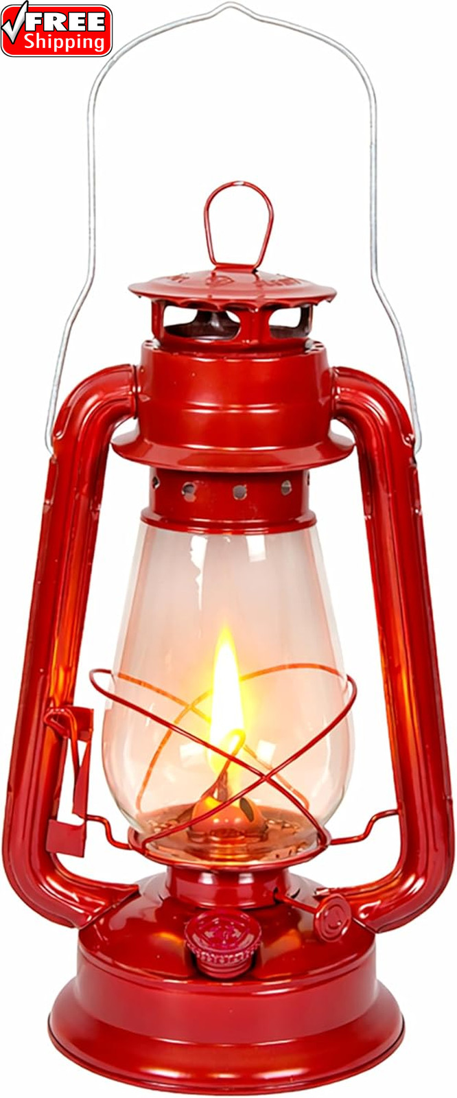 Hurricane Lantern – Classic Metal Kerosene Oil Lamp with Glass Globe and Adjusta