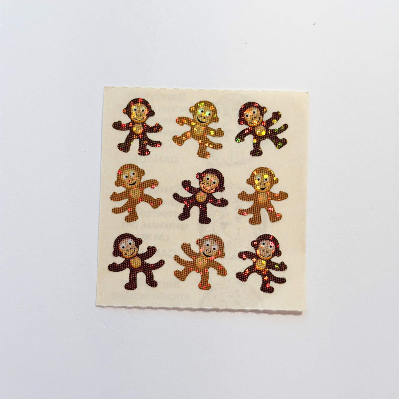 Vintage Glittery MONKEYS Sandylion Stickers 1 Square