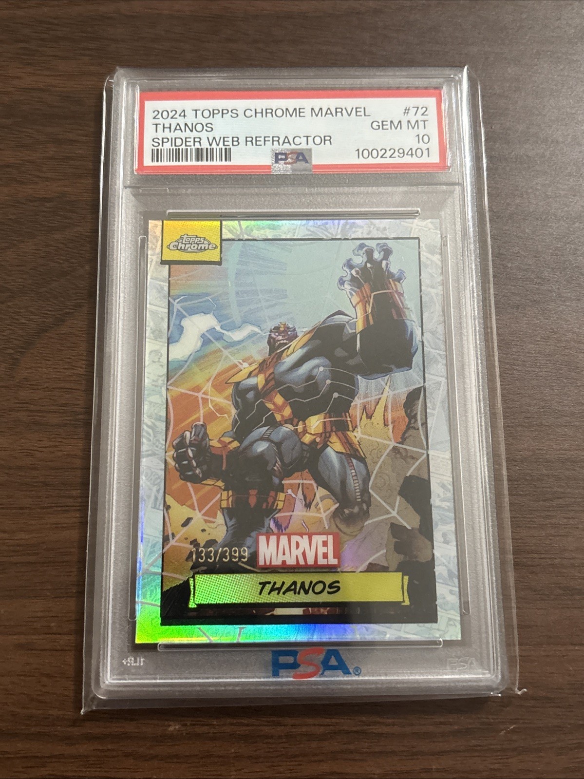 2024 Topps Chrome Marvel Thanos Spider Web Refractor PSA 10 2024 Topps Chrome Marvel Thanos Spider Web Refractor PSA 10