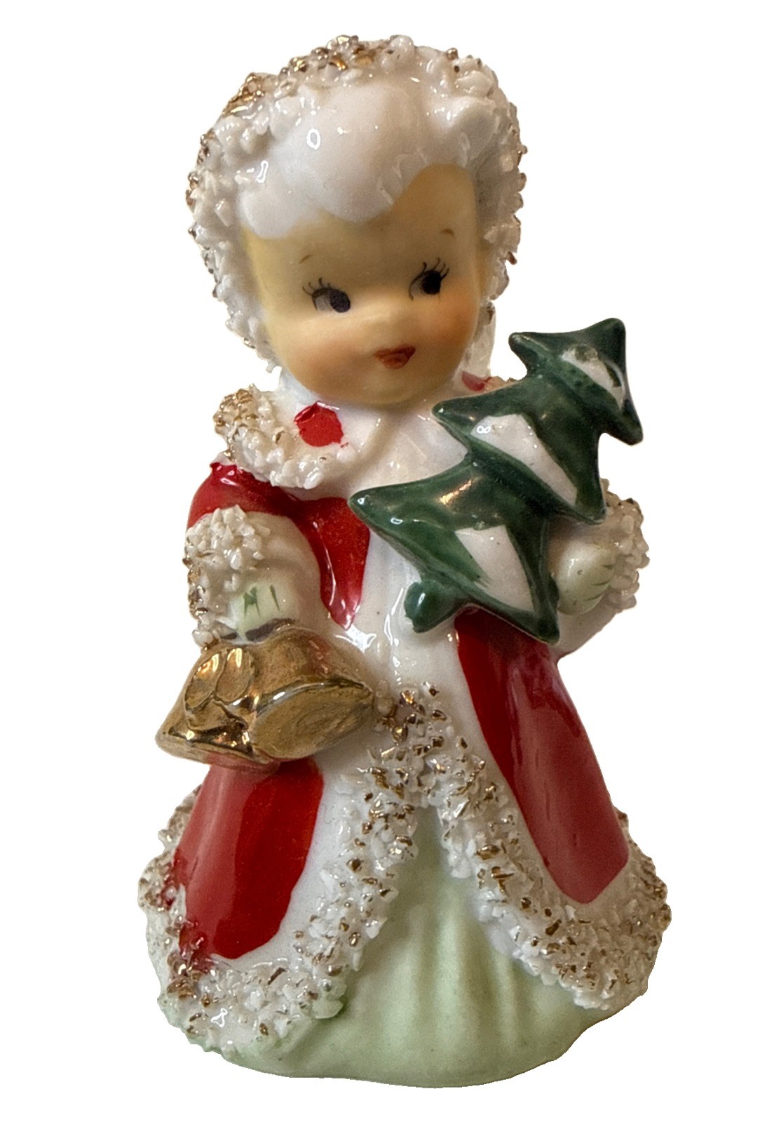Vintage Lefton Girl Caroler Bells Christmas Tree 4