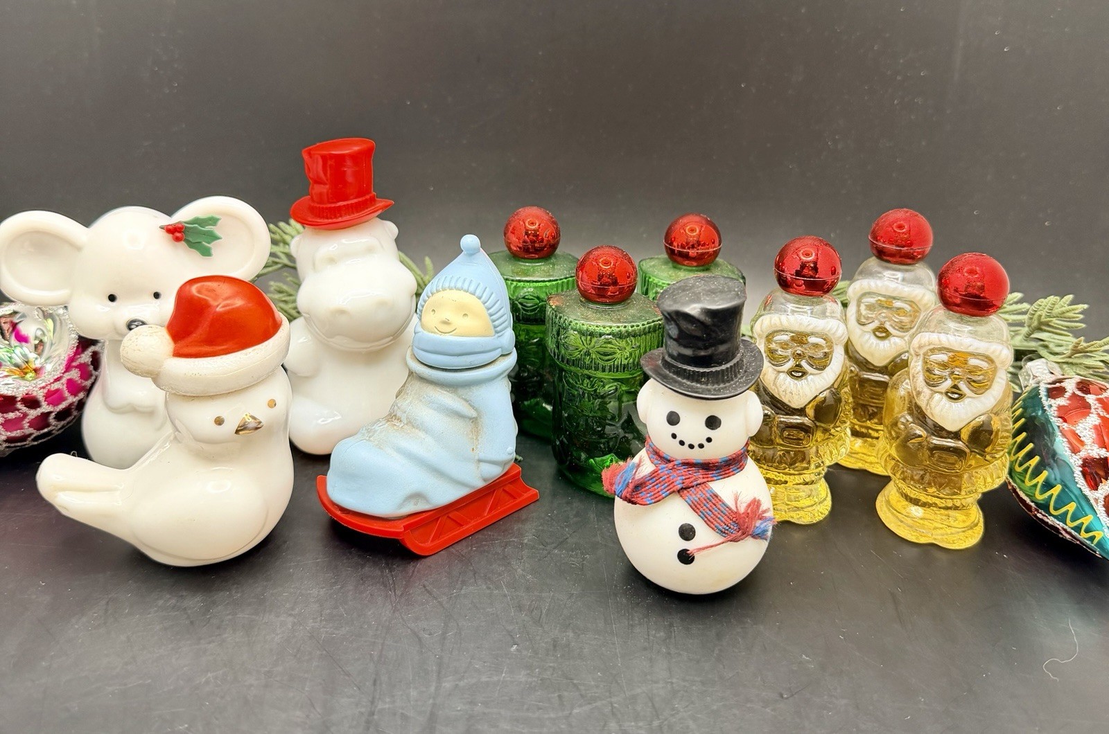Lot Of 11 Vintage Avon Collectible Christmas Fragrance Bottles Santa Mouse Hippo