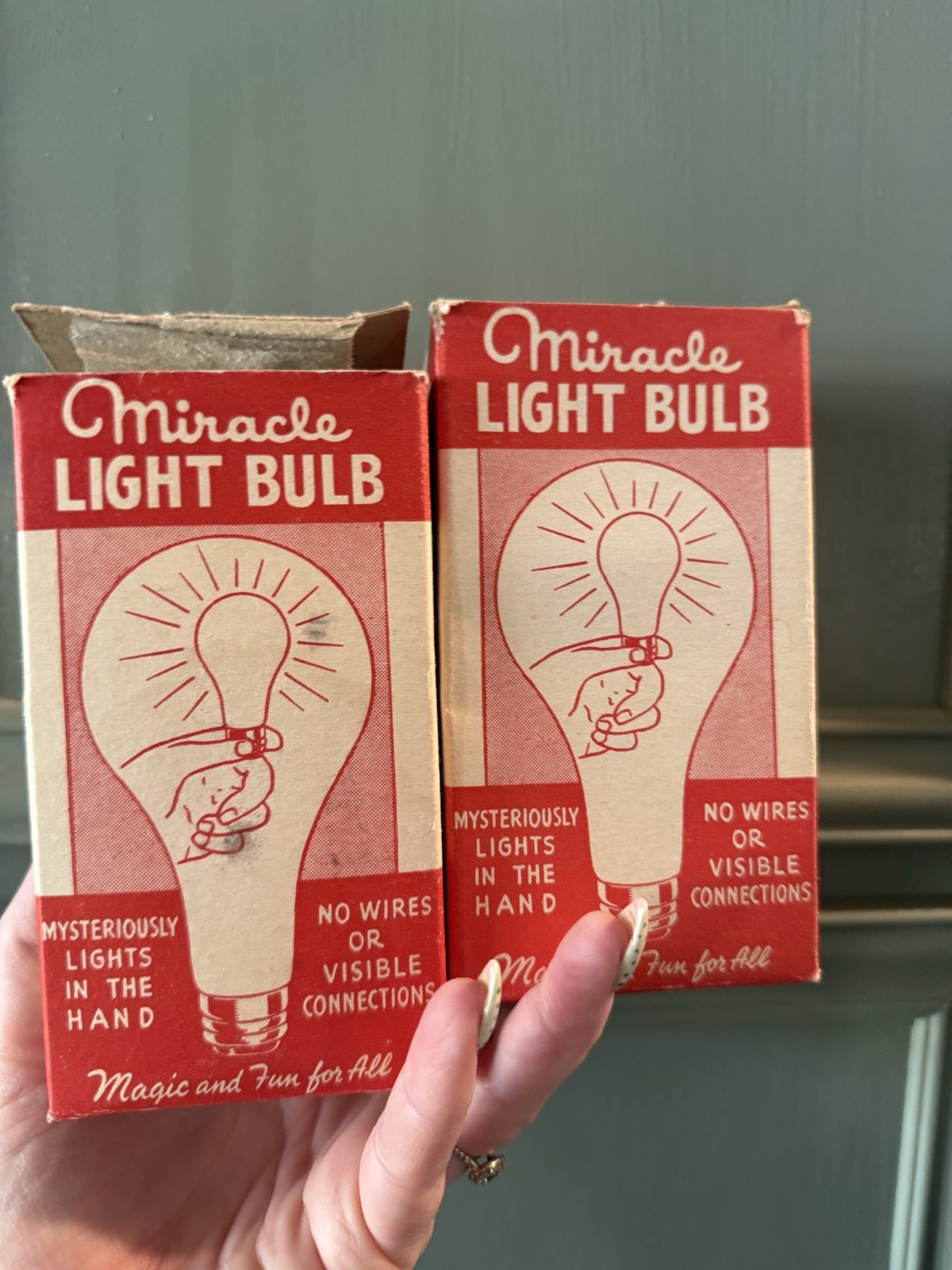 Pair Of Vintage Rare Miracle LightBulb Magic Tricks Work Boxes Tested Work 