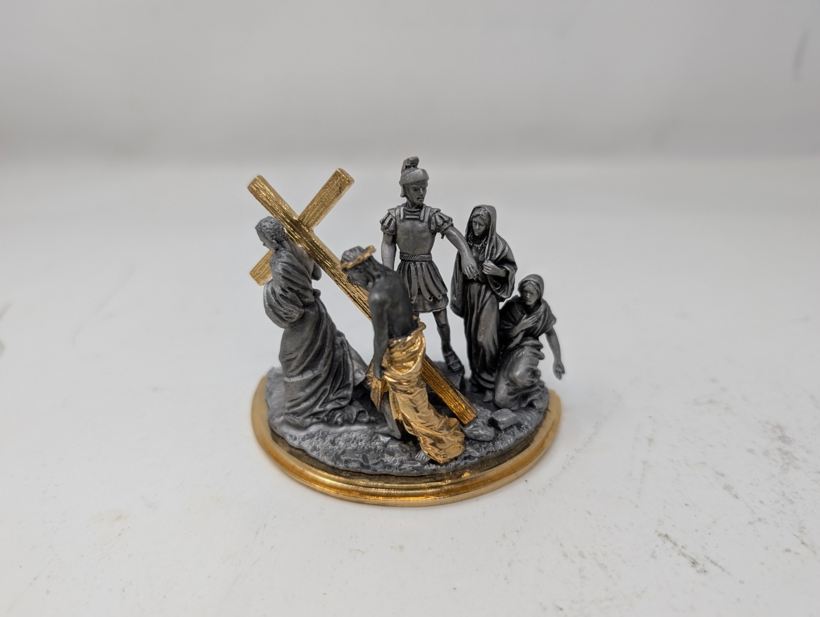 Franklin Mint Stations Cross 5th Simon Cyrene Pewter Sculpture (107)