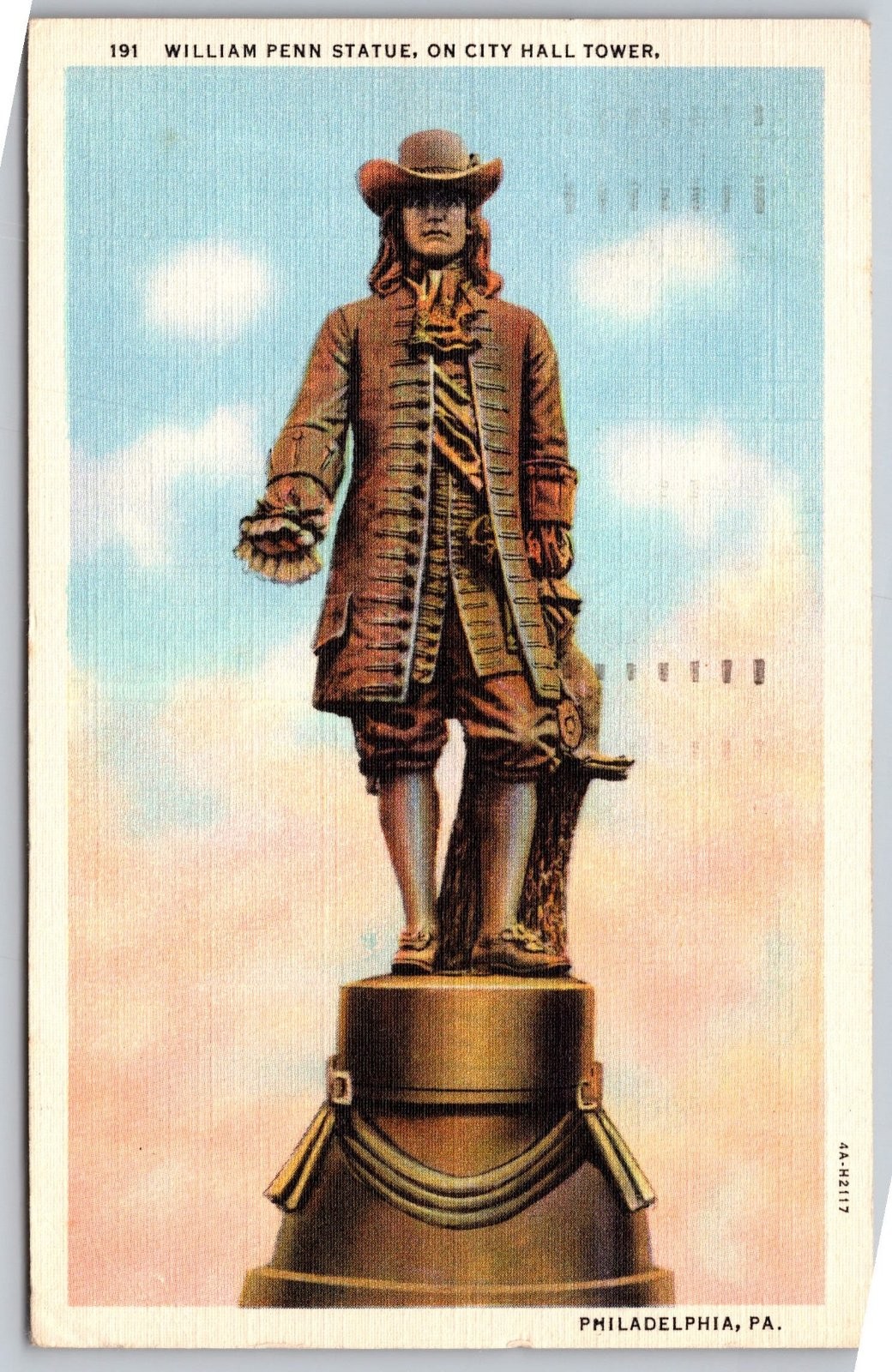 William Penn Statue City Hall Tower Philadelphia Pennsylvania Postcard PC293 William Penn Statue City Hall Tower Philadelphia Pennsylvania Postcard PC293