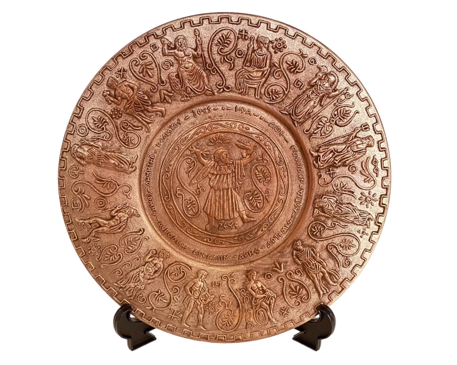 Relief terracotta plate 25cm,Bronze Patina,reprasanting Greek Olypmian Gods
