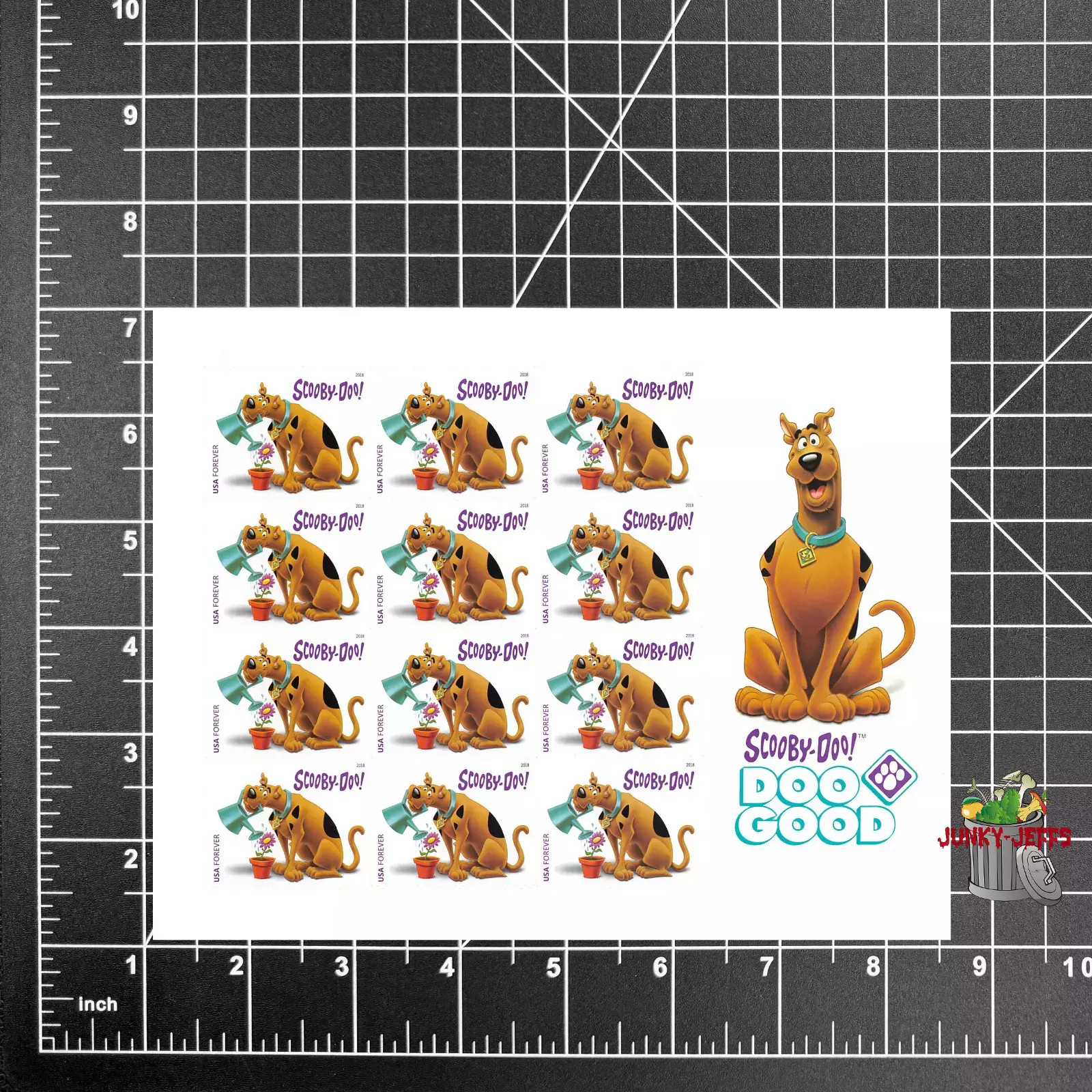 2018 USPS SHEET OF 12 FIRST CLASS LETTER STAMPS SCOOBY DOO WATERING FLOWERS 78¢