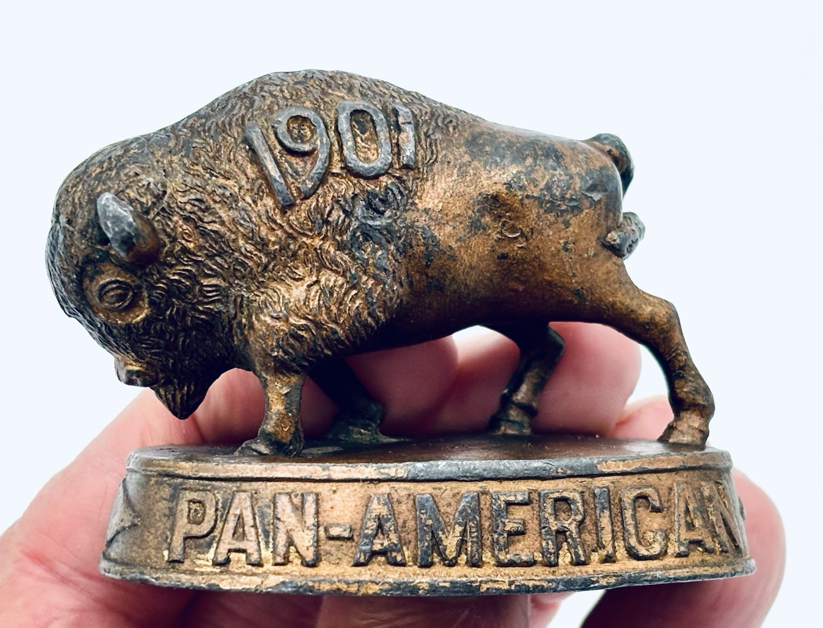 Antq 1901 Pan-American Exposition Brass Buffalo Paperweight Antq 1901 Pan-American Exposition Brass Buffalo Paperweight