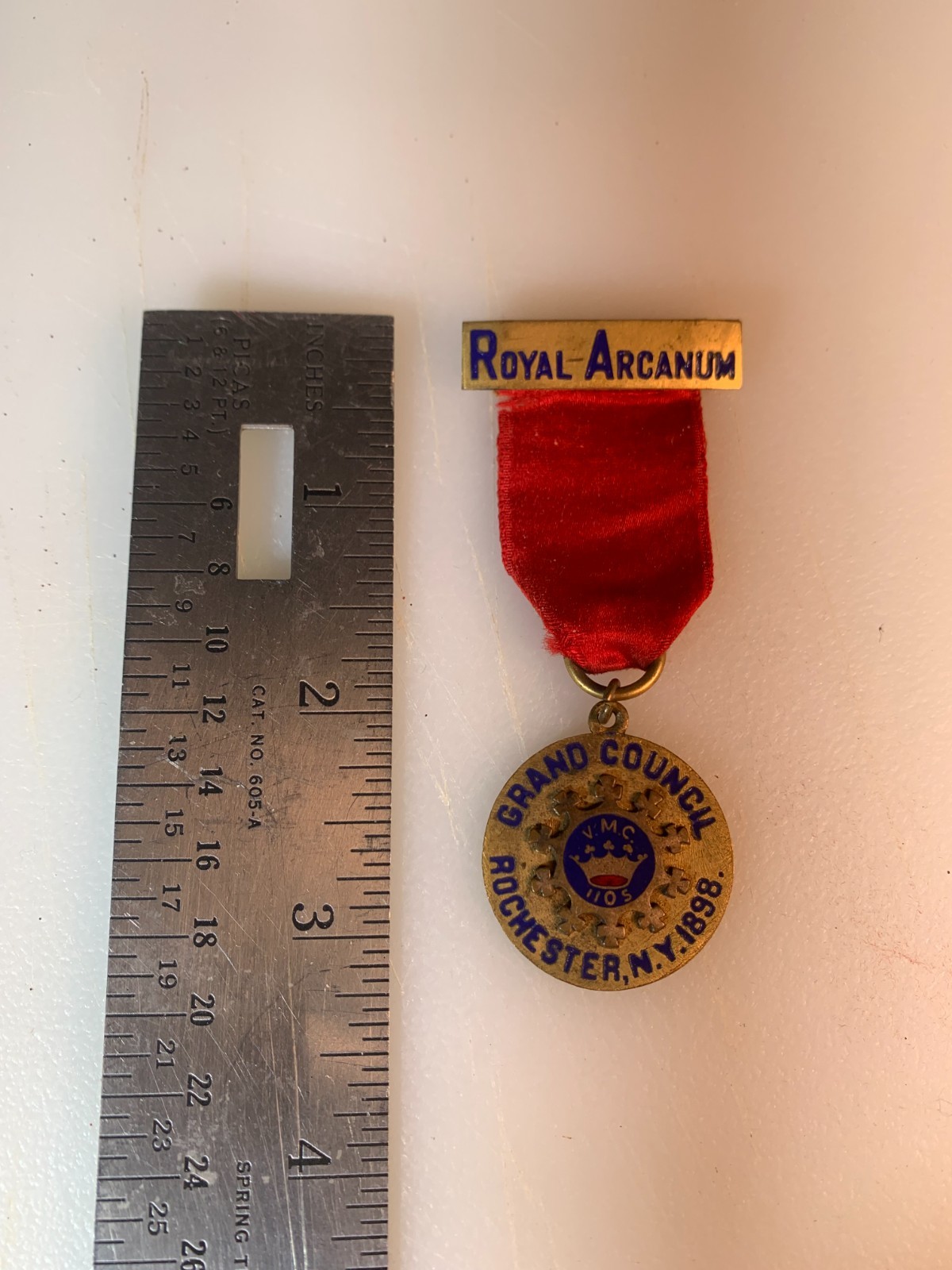 Antique Royal Arcanum 1898 Rochester NY Grand Council Event Badge or Medal
