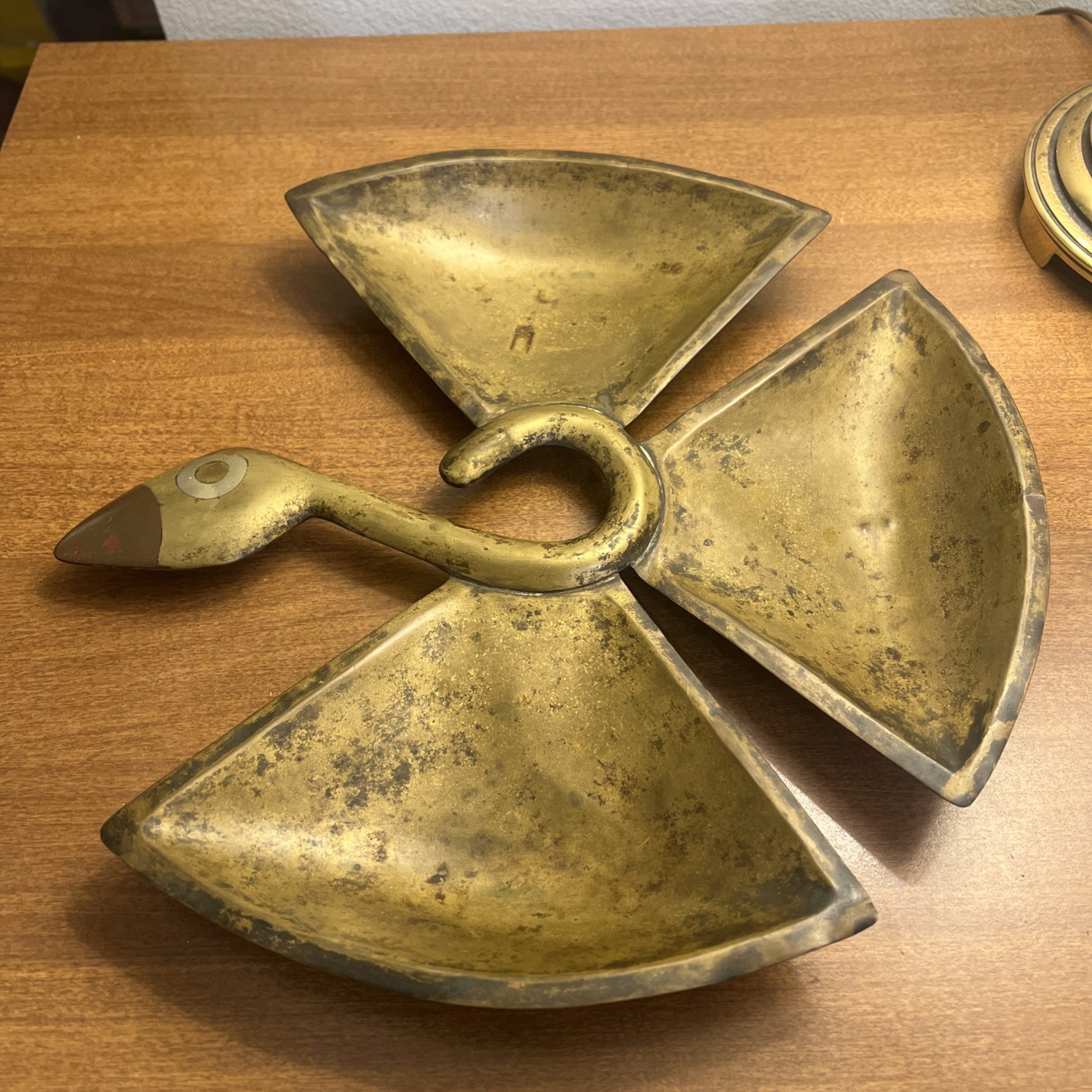 Mixed Metals Mexican Modernist Abstract Bird Tray-Los Castillos Taxco Style 12”