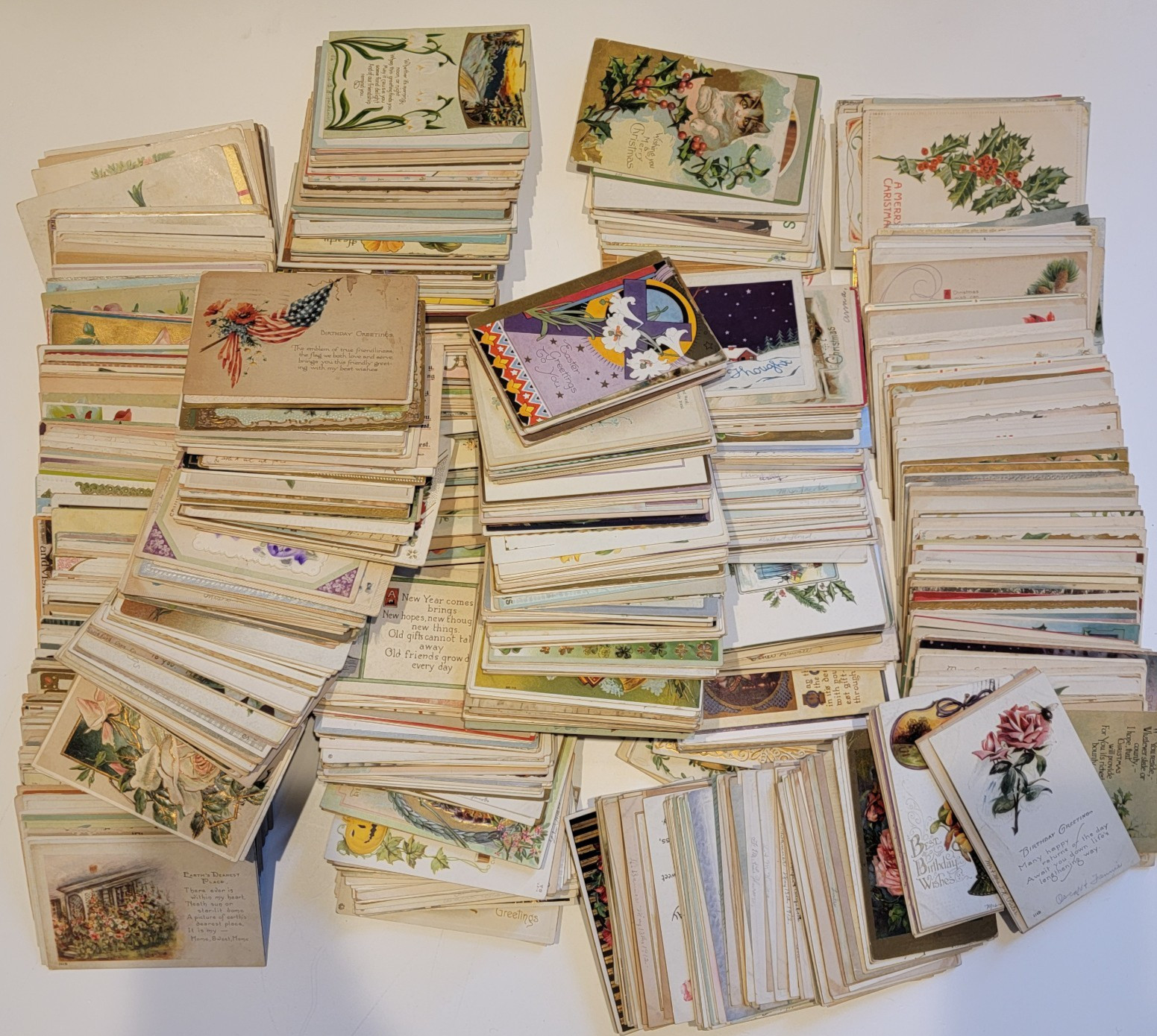 Lot Of 100  Postcards Early 1900s-30s Mixed Holiday & Greetings Many Embossed