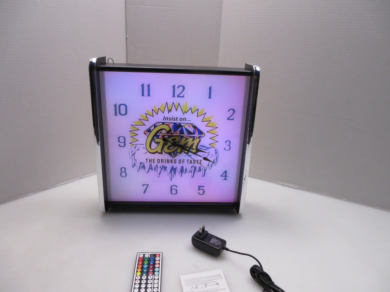 Insist on Gem Drinks LED light up Advertising wall clock Brand New
