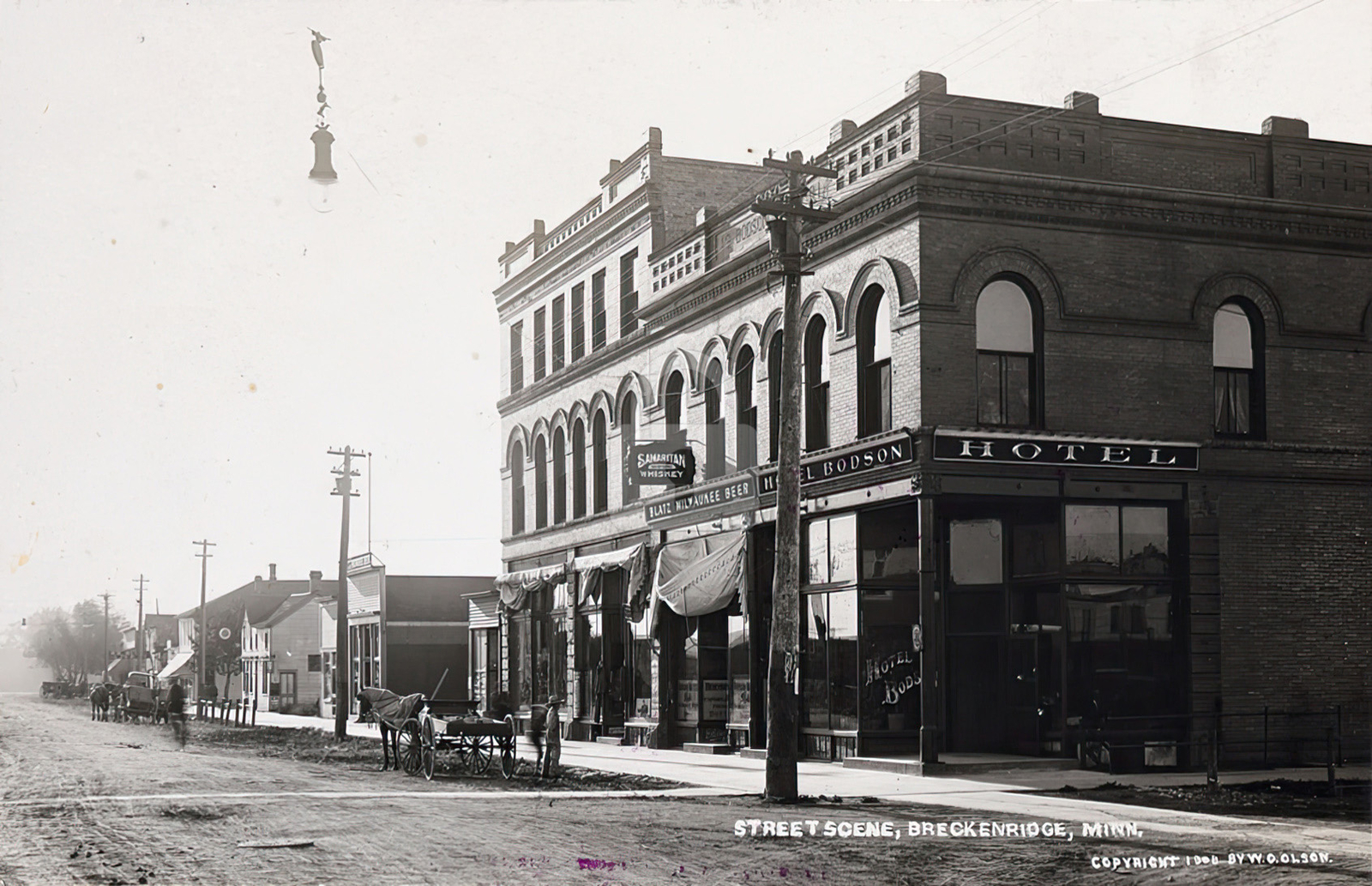 Street scene, Breckenridge, MN Minnesota 1908 RPPC Photo Postcard Copy