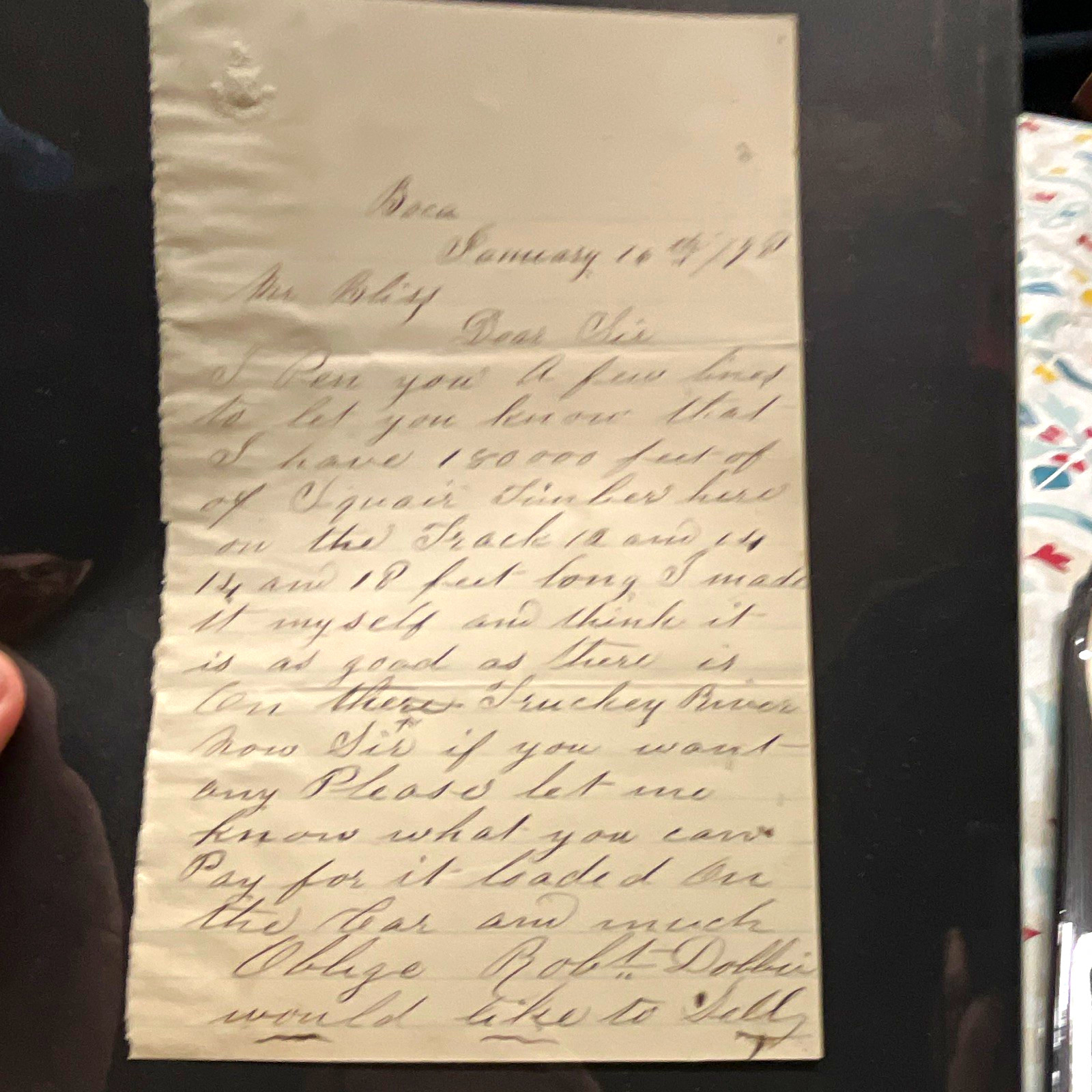 1889 Handwritten Letter Dated January 16 on Embossed Stationery
