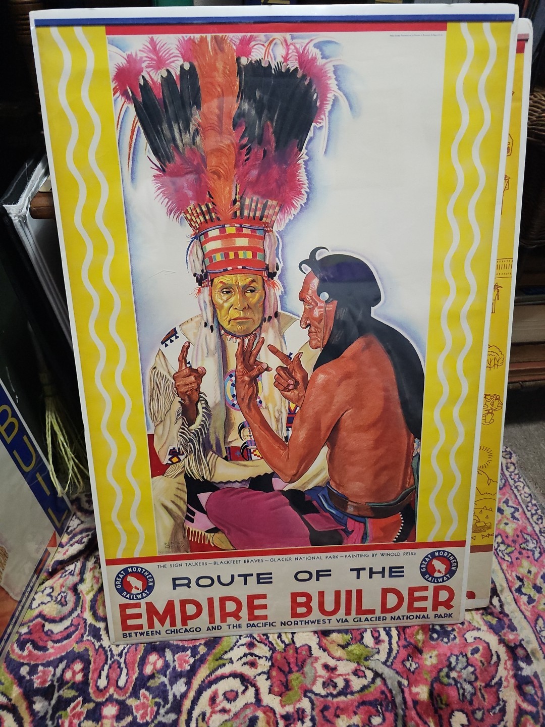 Vintage Railroad Calendar Topper Poster Great Northern Sign Talker Winold Reiss