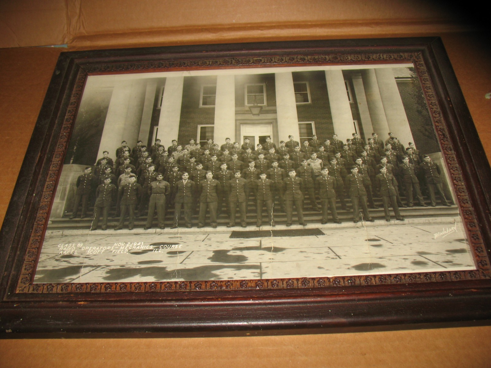 Vtg 1943 Radio Operators-Mechanics Course Framed Photo Scott Field, ILL