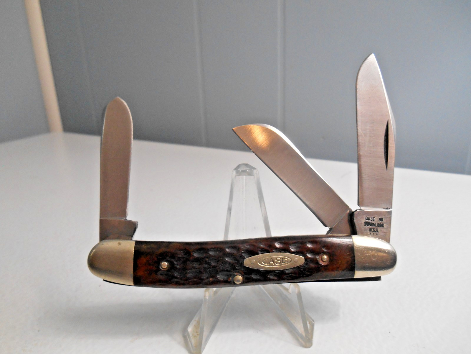 VINTAGE 1977 CASE XX USA 6447 HP SSP 3 BLADE LARGE STOCKMAN POCKET KNIFE