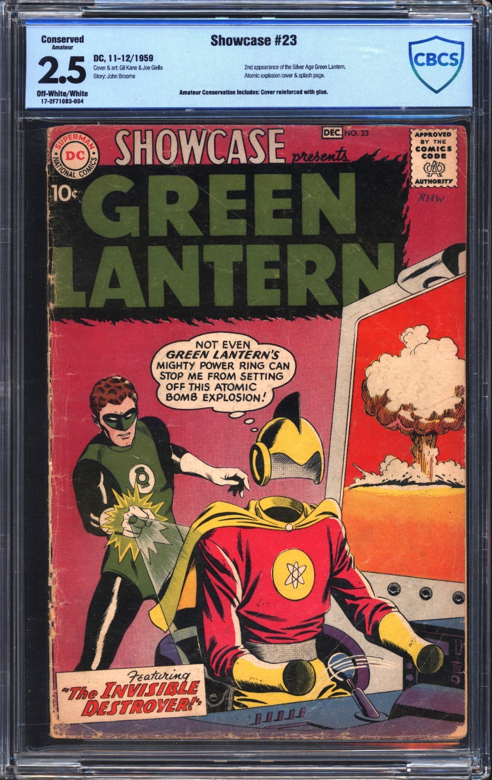 Showcase # 23 11-12/1959 CBCS 2.5 Restored John Broome, Gil Kane, and Joe Giella